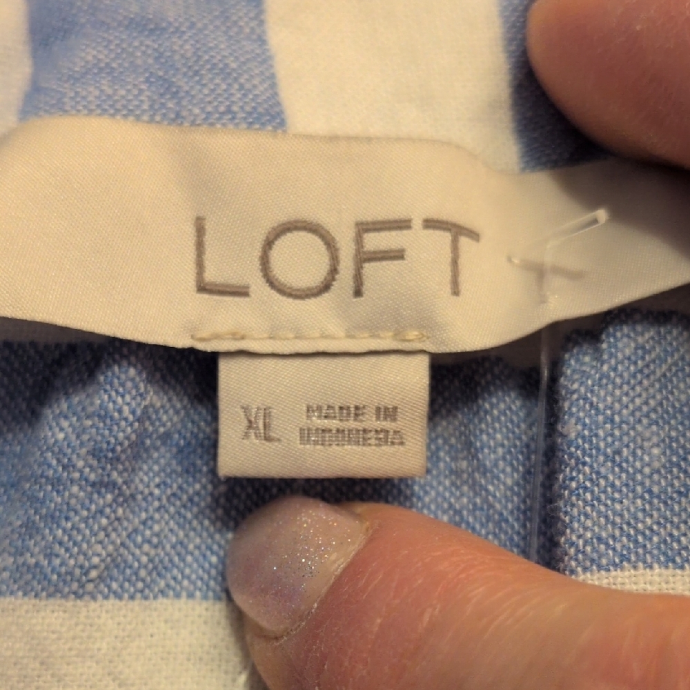 LOFT Blue and White Striped Summer Flowy Tank ( Linen And Viscose) - Picture 8 of 12